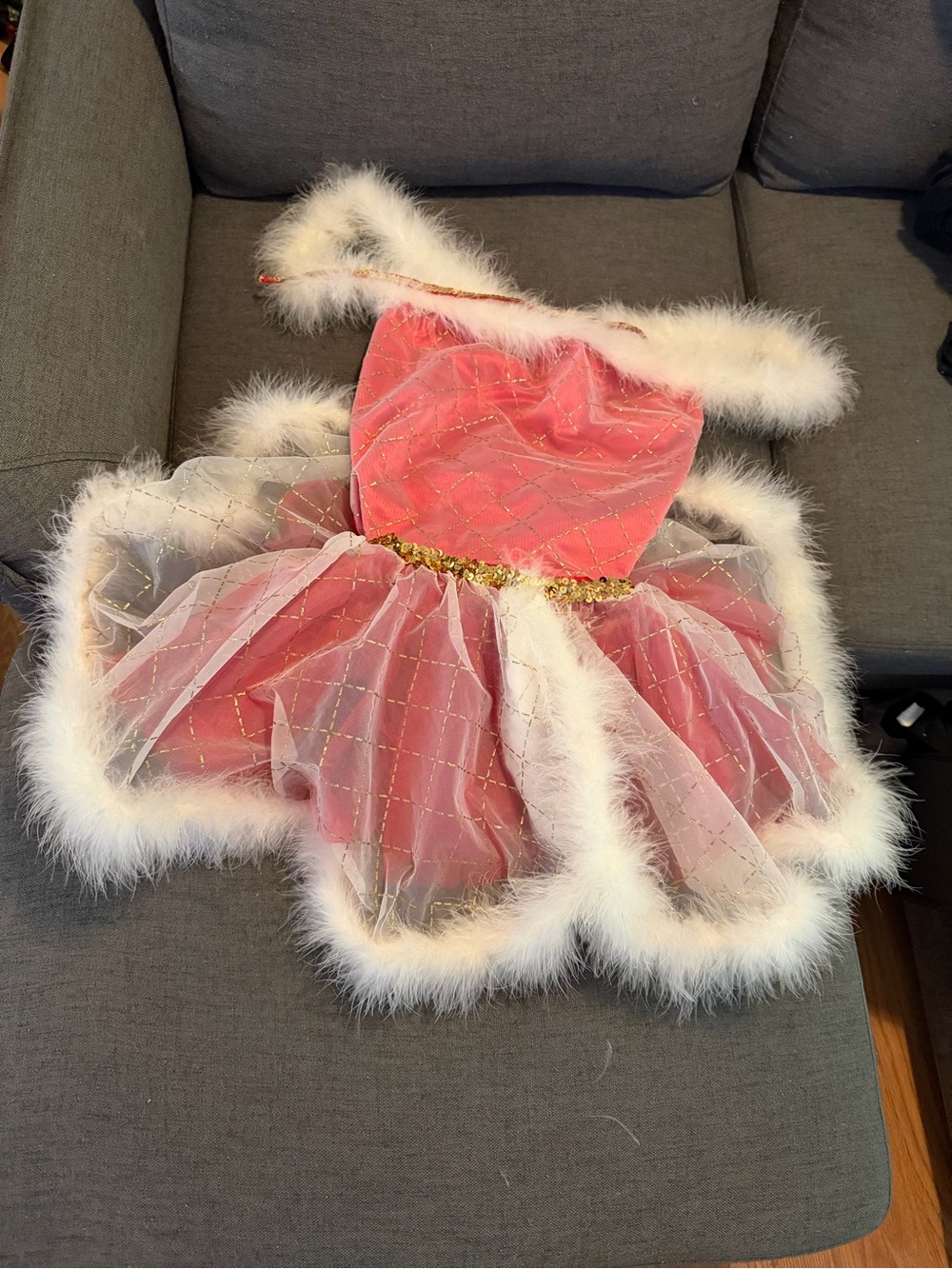 Adult XL Dance Costume red white gold